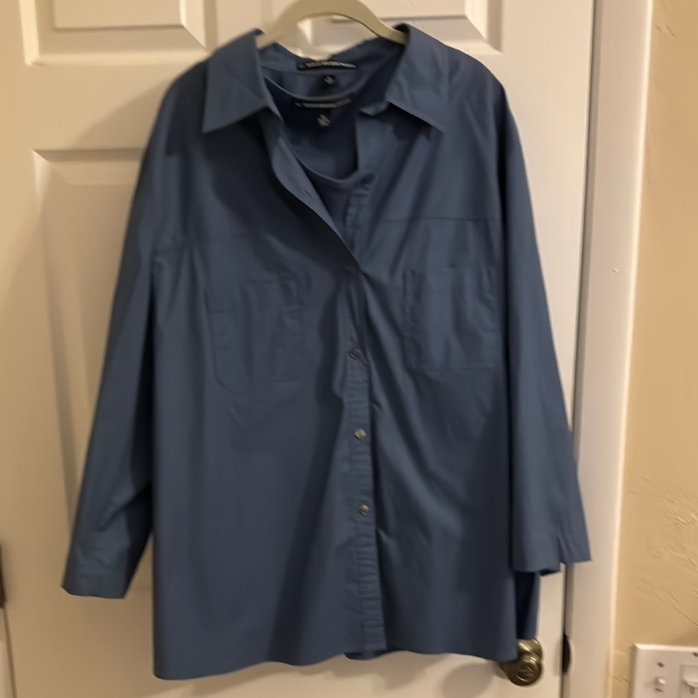 Ellen Tracy Blue Button Down Shirt